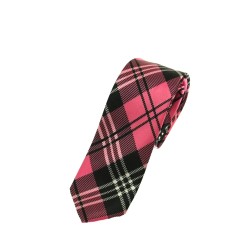 Red And Black Tartan Skinny Neck Tie Formal Wedding Suit Fancy Dress Accessory