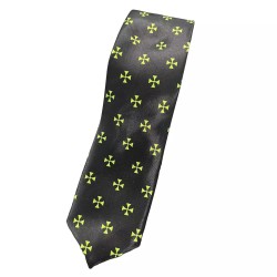 Black & Neon Green Christian Historical Cross Patée Formal Funky Skinny Tie