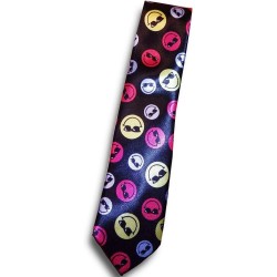 Black & Colourful Smiley Faces 80s Rave Fancy Dress Funky Skinny Tie Fathers Day