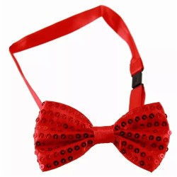 Red Sequin Satin Feel Suit Clown Carnival Magician Fancy Dress Party Bow Tie