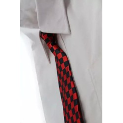 Red And Black Checkers Skinny Neck Tie Formal Wedding Suit Fancy Dress Accessory