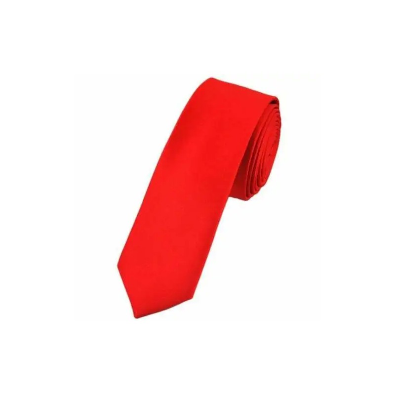 Plain Scarlet Red Skinny Neck Tie Formal Wedding Suit Fancy Dress Accessory