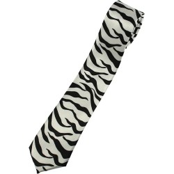 White And Black Animal Zebra Print Formal Wedding Fancy Dress Funky Skinny Tie