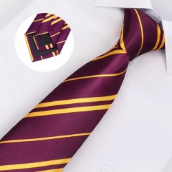 Purple Yellow Stripe Book Day Wizard Gryffindor School Fancy Dress WIDE Tie