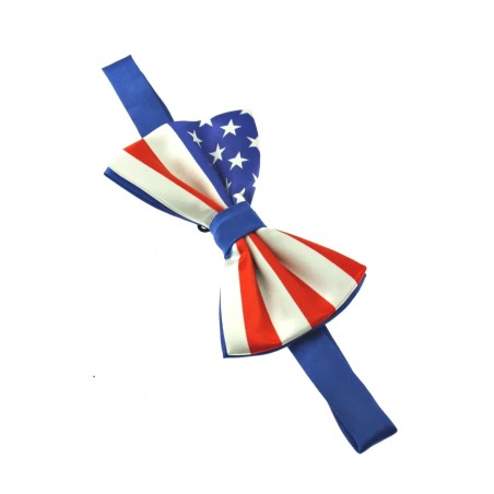 USA America Flag Blue Red White Satin Feel Fancy Dress 4th Of July Party Bow Tie