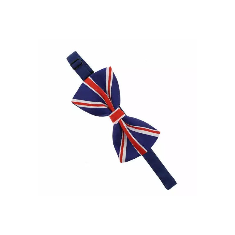 Union Jack Flag Blue Red White Satin Feel Fancy Dress Jubilee Party Bow Tie