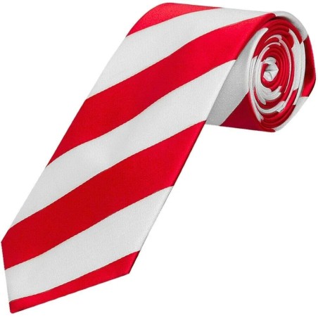 White & Red Stripe Skinny Christmas Candy Cane Stripey Festive Formal Neck Tie