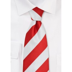 White & Red Stripe Skinny Christmas Candy Cane Stripey Festive Formal Neck Tie