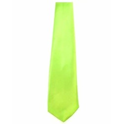 St Patricks Day Lime Bright Neon Green Satin Feel Fancy Dress Party Skinny Tie