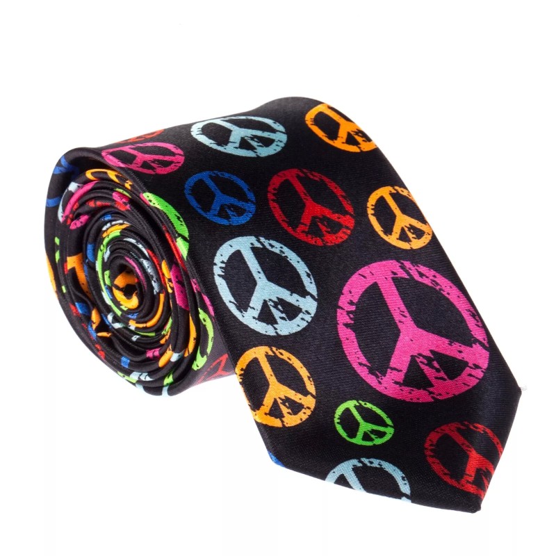 Colourful Peace Signs CND Logo Hippy Fancy Dress Funky Skinny Tie Fathers Day