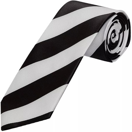 White & Black Stripe Skinny Costume Neck Tie Formal Halloween Witch Fancy Dress