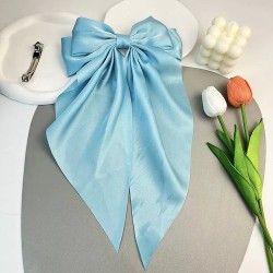 Assorted Oversized Silky Satin Soft Large Hair Bow With Tail Barrette Clip Gift