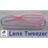 Pinzas estilo tijera rosa para manipular lentes de contacto