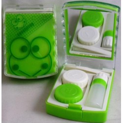 Precioso kit de viaje para almacenamiento de lentes de contacto Green Frog