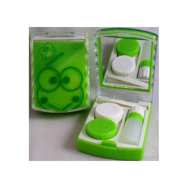 Kit de voyage de trempage pour stockage de lentilles de contact Lovely Green Frog