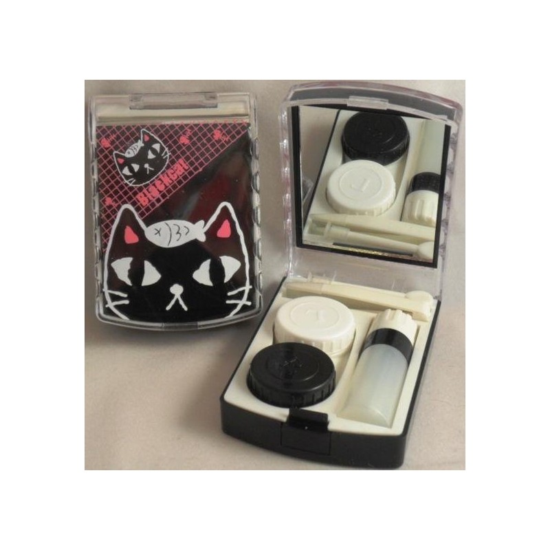 Kit de voyage de trempage pour stockage de lentilles de contact Black Cat