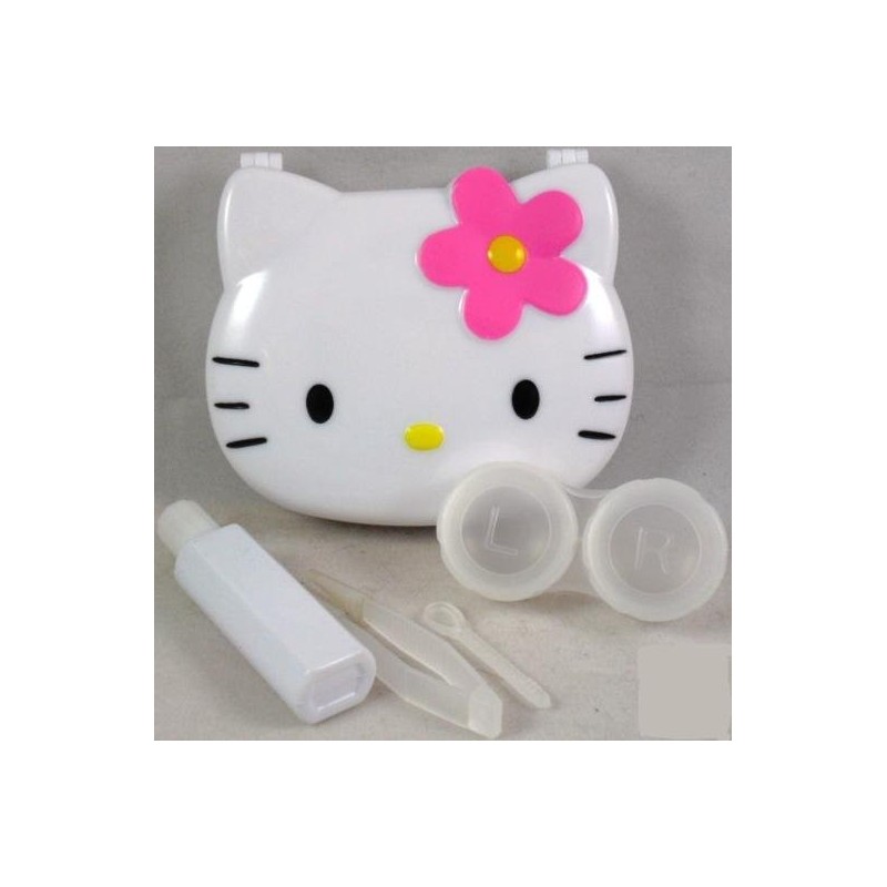 Kit da viaggio in ammollo per riporre le lenti a contatto bianche Hello Kitty