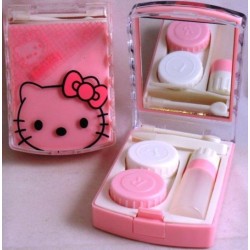 Kit de voyage de trempage pour lentilles de contact Hello Kitty rose