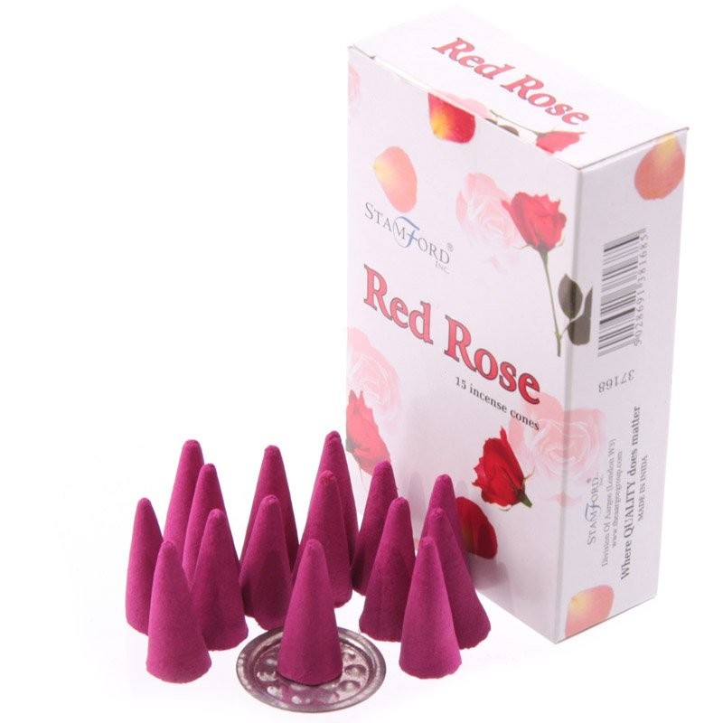 Coni di incenso Stamford con rosa rossa