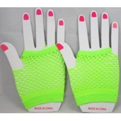 Gants courts sans doigts en résille fluo taille unique - Vert