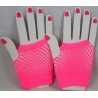 Gants courts sans doigts en résille fluo taille unique - Rose