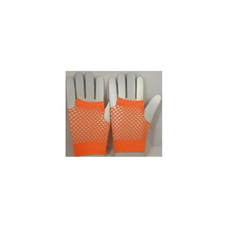 Guantes cortos sin dedos de rejilla neón talla única - Naranja