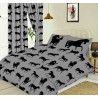 Parure de lit avec housse de couette, motif cheval noir, gris ardoise, pour lit double