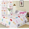 Ensemble de literie avec housse de couette et housse de couette, motif chevaux colorés, blanc, King Size