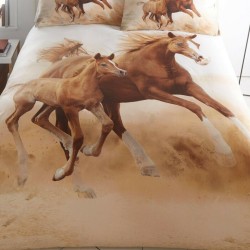 Chevaux au galop poulain étalon poney Design Photo qualité lit Double housse de couette ensemble de literie