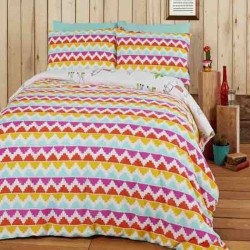 Housse de couette réversible et taies d'oreiller assorties King Size Happy Llama Design