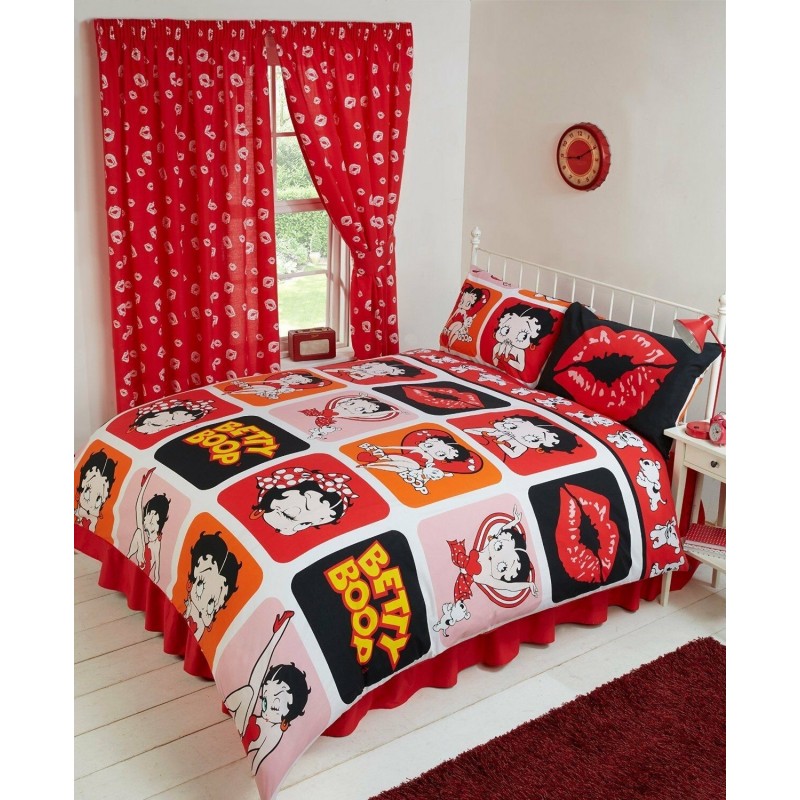 Taille unique officielle Betty Boop Picture Perfect Design Housse de couette et taie d'oreiller assortie