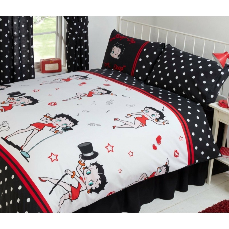 Taille double officielle Betty Boop Picture Superstar Design Housse de couette et taies d'oreiller assorties