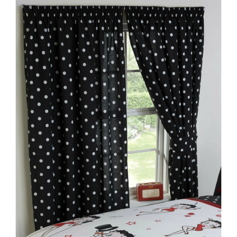 Cortinas con diseño de superestrella oficial de Betty Boop de 66\" x 72\" y alzapaños a juego