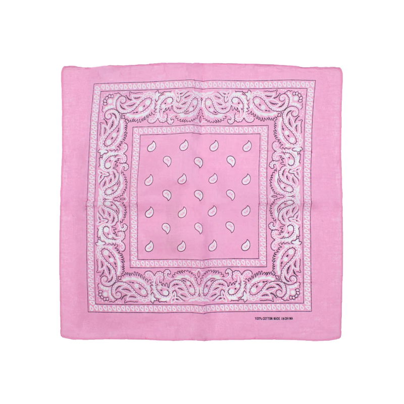 Foulard bandana rose bébé à motif cachemire