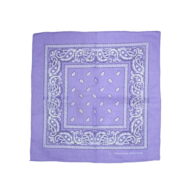 Foulard bandana lilas à motif cachemire